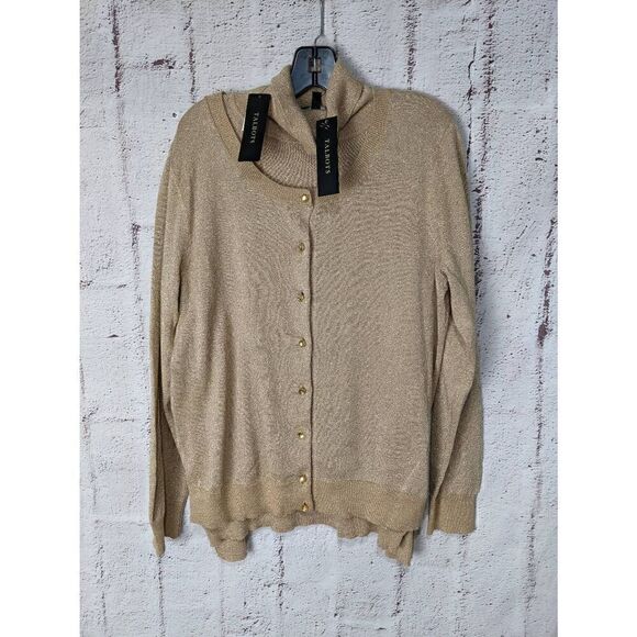 Talbots Womens Knit Good Metallic Turtleneck Sweater Button up Front Cardigan 2 - Picture 14 of 15